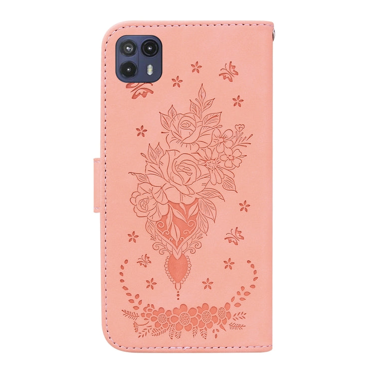For Motorola Moto G50 5G Butterfly Rose Embossed Leather Phone Case