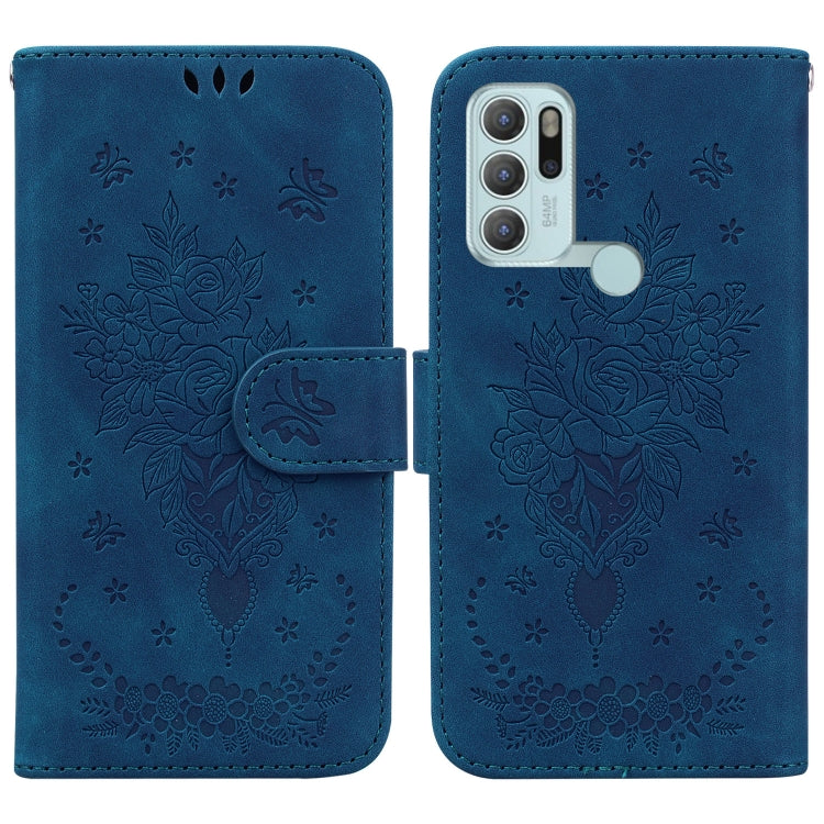 For Motorola Moto G60S Butterfly Rose Embossed Leather Phone Case