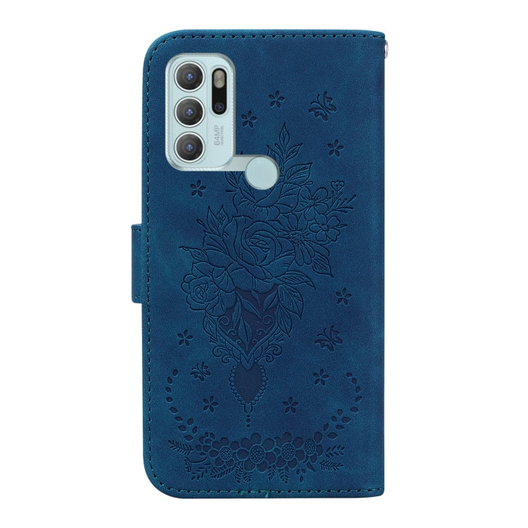 For Motorola Moto G60S Butterfly Rose Embossed Leather Phone Case