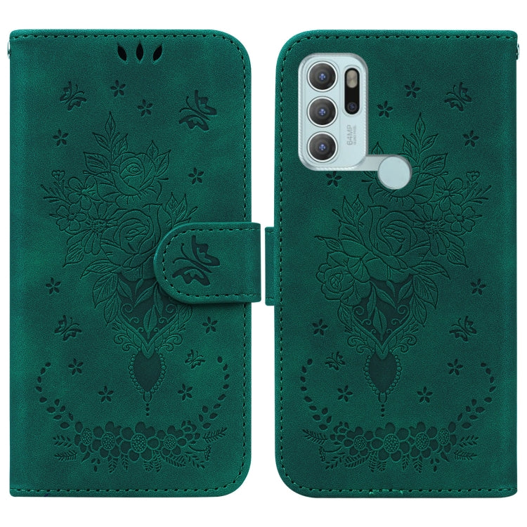 For Motorola Moto G60S Butterfly Rose Embossed Leather Phone Case
