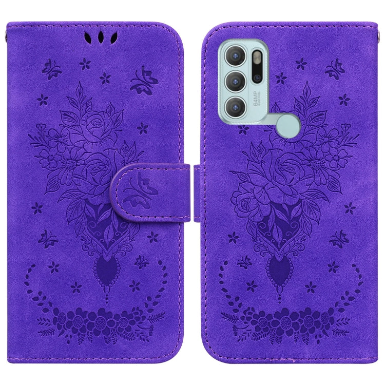 For Motorola Moto G60S Butterfly Rose Embossed Leather Phone Case