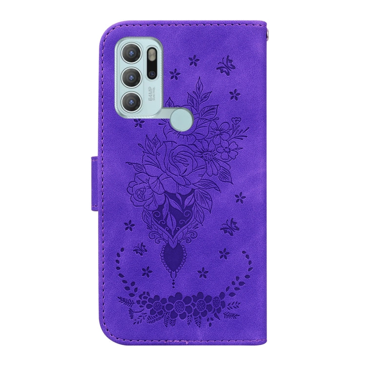 For Motorola Moto G60S Butterfly Rose Embossed Leather Phone Case