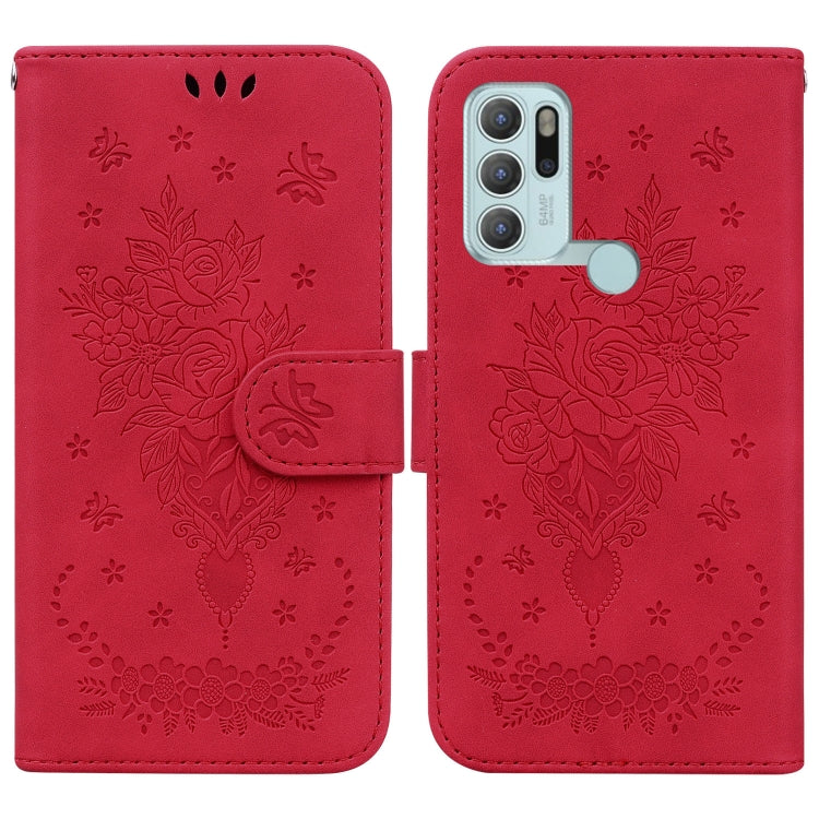 For Motorola Moto G60S Butterfly Rose Embossed Leather Phone Case