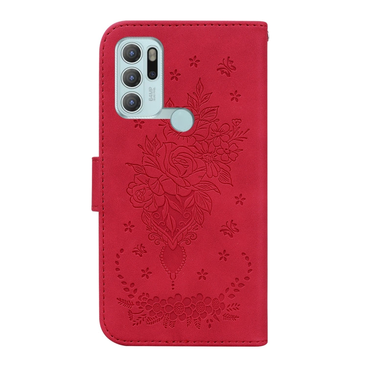 For Motorola Moto G60S Butterfly Rose Embossed Leather Phone Case