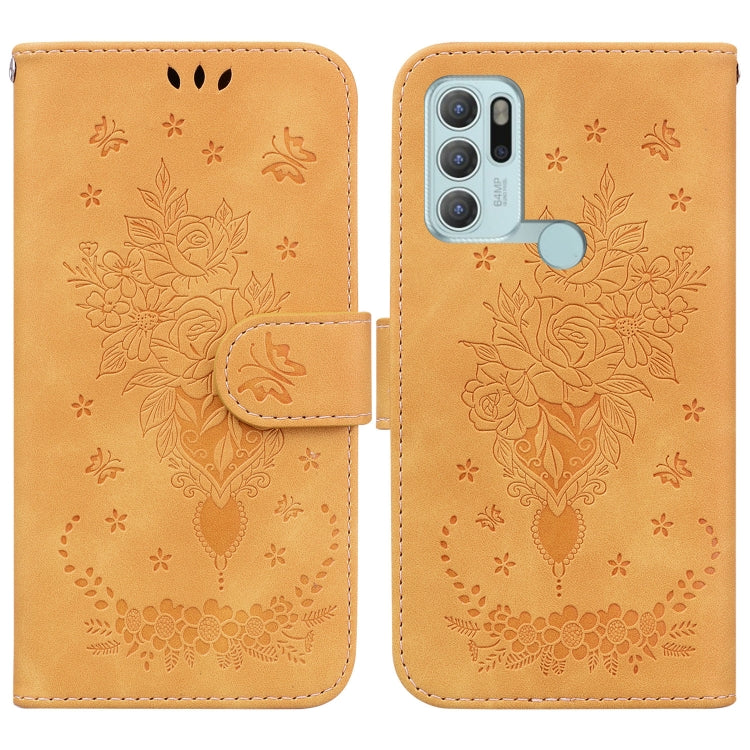 For Motorola Moto G60S Butterfly Rose Embossed Leather Phone Case