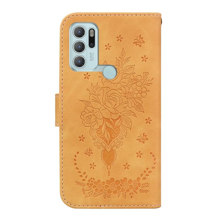 For Motorola Moto G60S Butterfly Rose Embossed Leather Phone Case