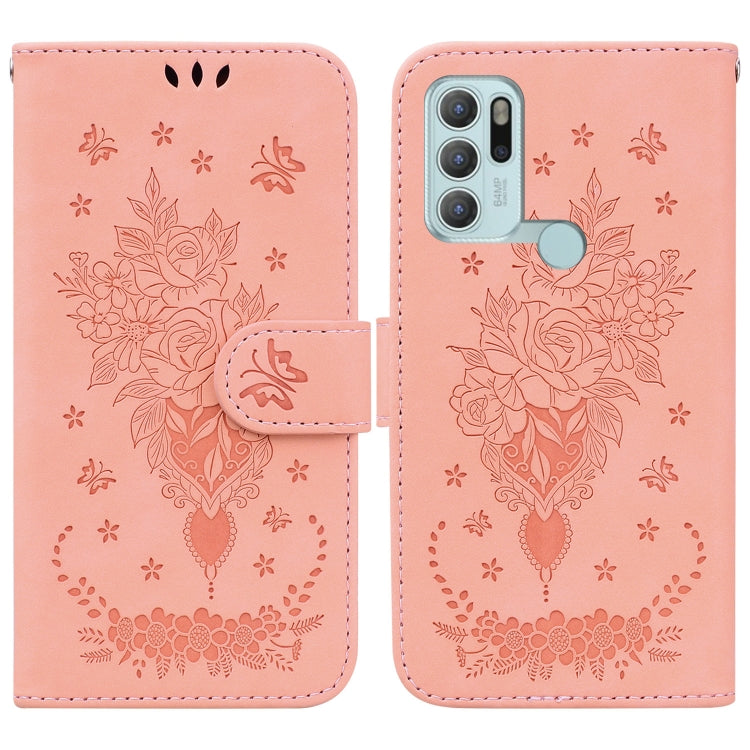 For Motorola Moto G60S Butterfly Rose Embossed Leather Phone Case