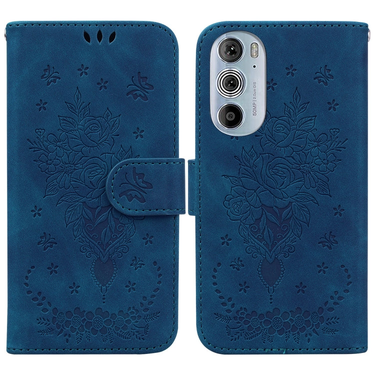 For Motorola Edge+ 2022 / Edge 30 Pro Butterfly Rose Embossed Leather Phone Case