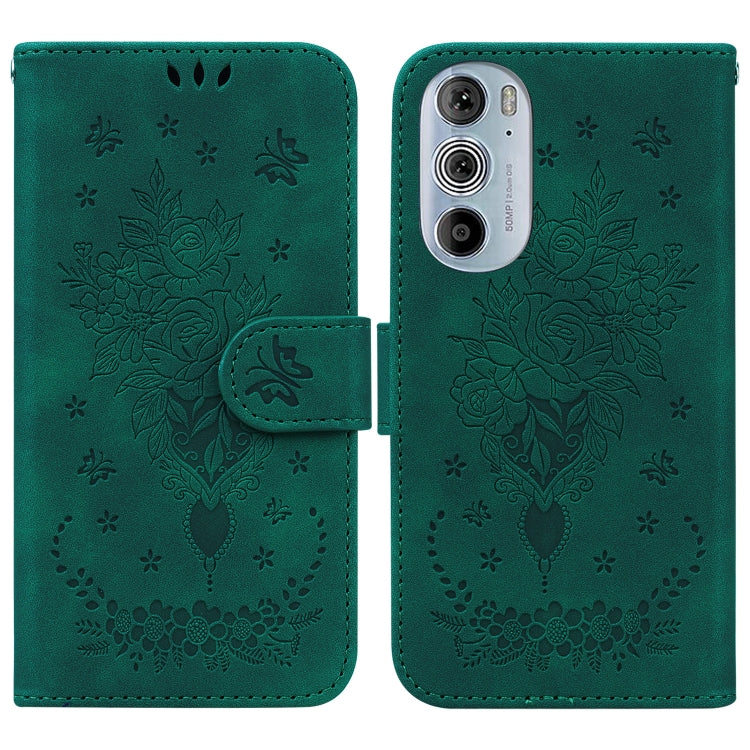 For Motorola Edge+ 2022 / Edge 30 Pro Butterfly Rose Embossed Leather Phone Case
