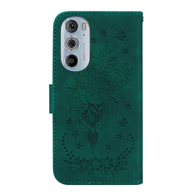 For Motorola Edge+ 2022 / Edge 30 Pro Butterfly Rose Embossed Leather Phone Case