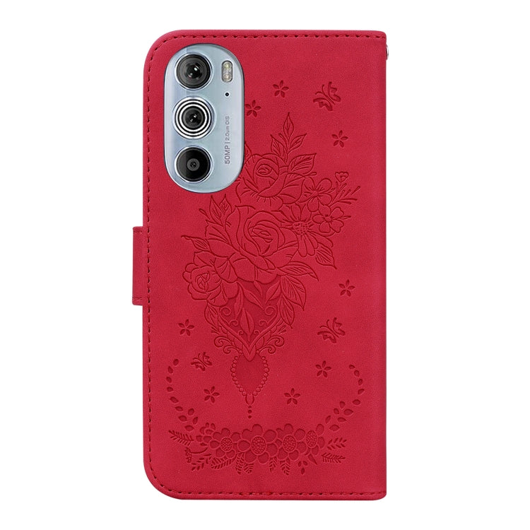 For Motorola Edge+ 2022 / Edge 30 Pro Butterfly Rose Embossed Leather Phone Case
