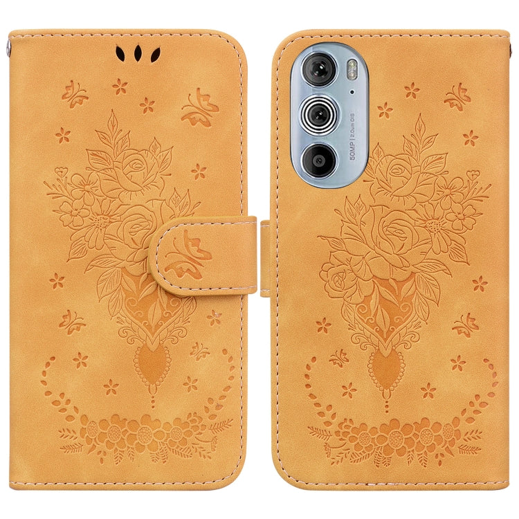 For Motorola Edge+ 2022 / Edge 30 Pro Butterfly Rose Embossed Leather Phone Case