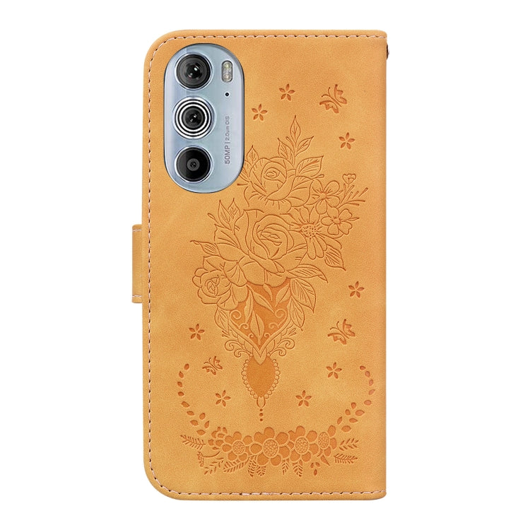For Motorola Edge+ 2022 / Edge 30 Pro Butterfly Rose Embossed Leather Phone Case