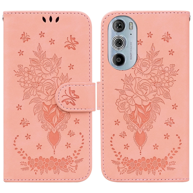 For Motorola Edge+ 2022 / Edge 30 Pro Butterfly Rose Embossed Leather Phone Case