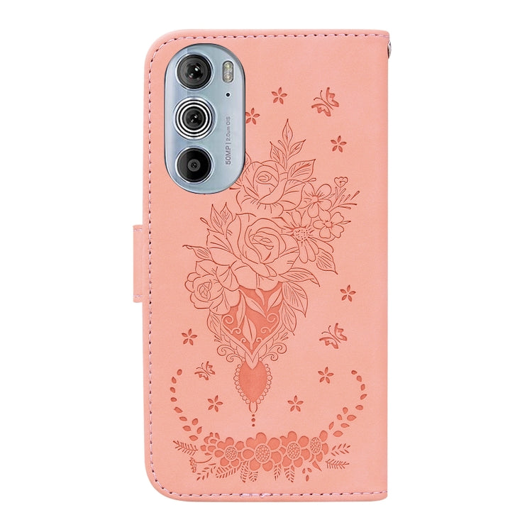 For Motorola Edge+ 2022 / Edge 30 Pro Butterfly Rose Embossed Leather Phone Case