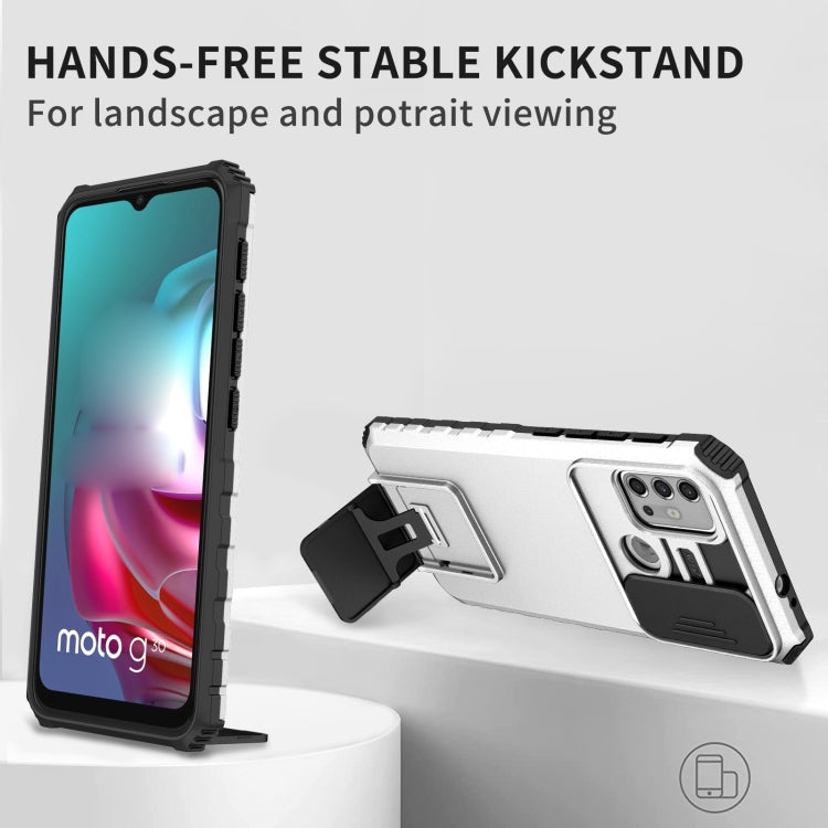 For Motorola Moto G30 / G10 Stereoscopic Holder Sliding Camshield Phone Case