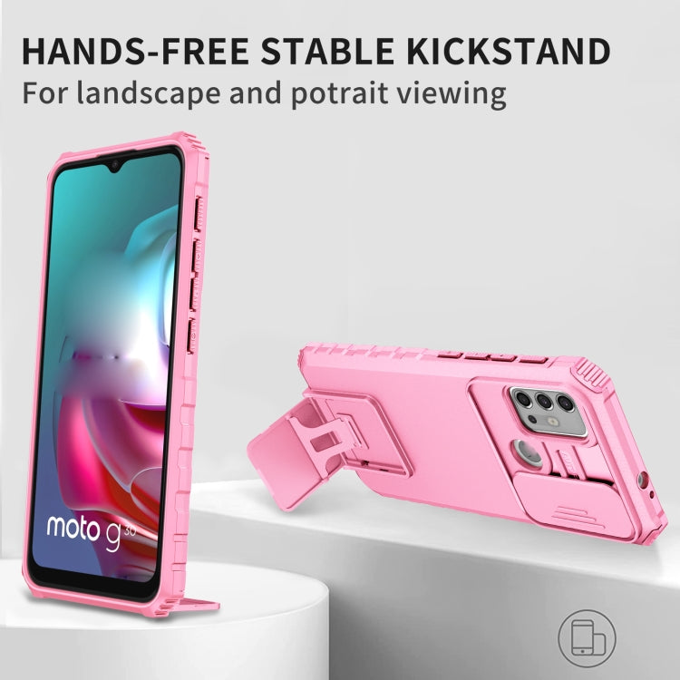 For Motorola Moto G30 / G10 Stereoscopic Holder Sliding Camshield Phone Case