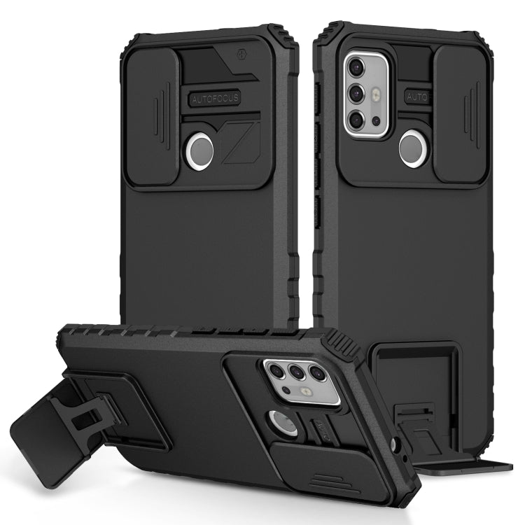 For Motorola Moto G30 / G10 Stereoscopic Holder Sliding Camshield Phone Case