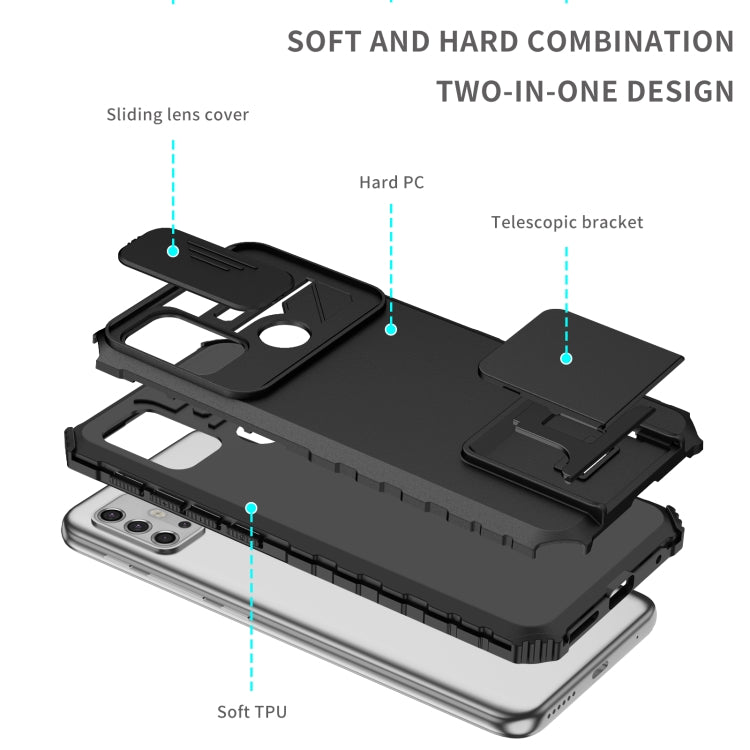 For Motorola Moto G30 / G10 Stereoscopic Holder Sliding Camshield Phone Case
