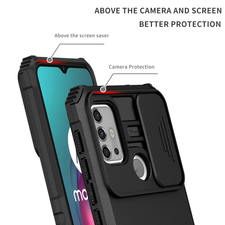For Motorola Moto G30 / G10 Stereoscopic Holder Sliding Camshield Phone Case