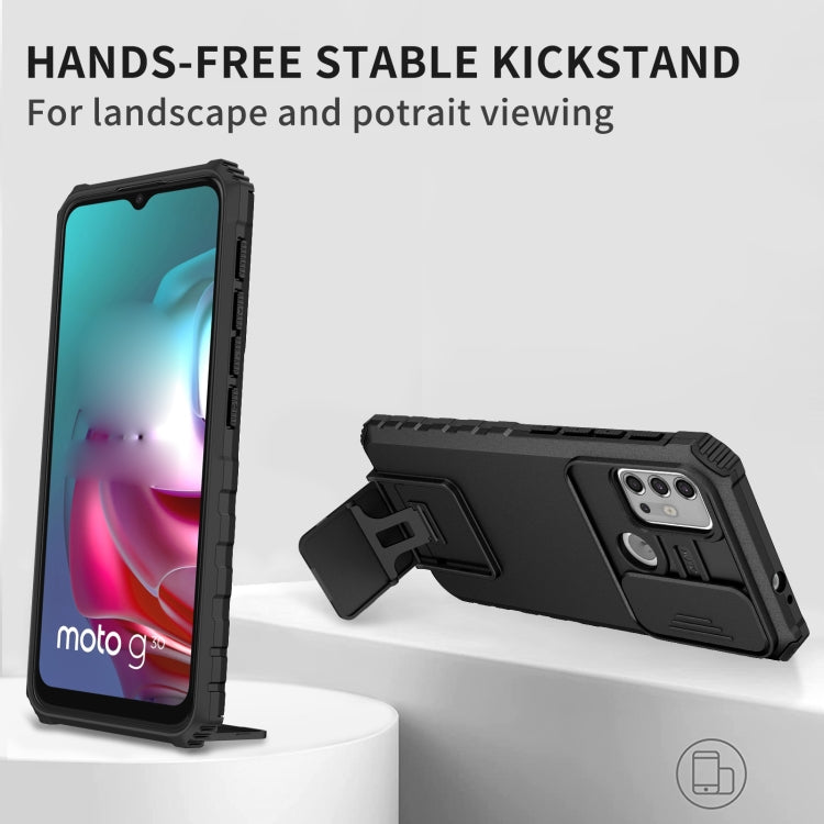 For Motorola Moto G30 / G10 Stereoscopic Holder Sliding Camshield Phone Case