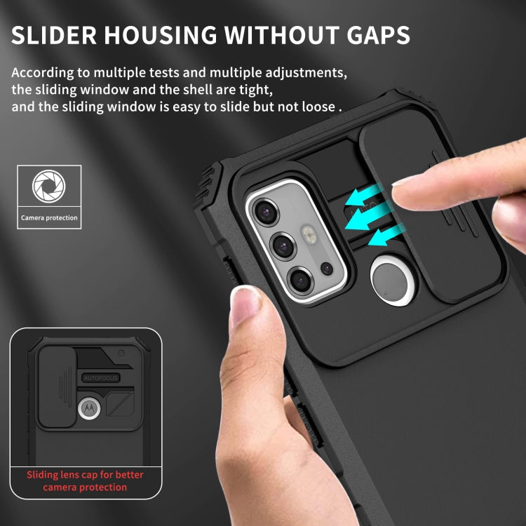 For Motorola Moto G30 / G10 Stereoscopic Holder Sliding Camshield Phone Case