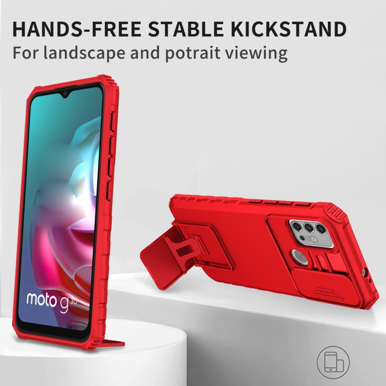 For Motorola Moto G30 / G10 Stereoscopic Holder Sliding Camshield Phone Case
