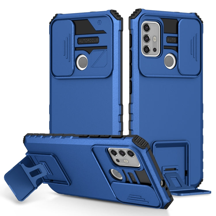 For Motorola Moto G30 / G10 Stereoscopic Holder Sliding Camshield Phone Case