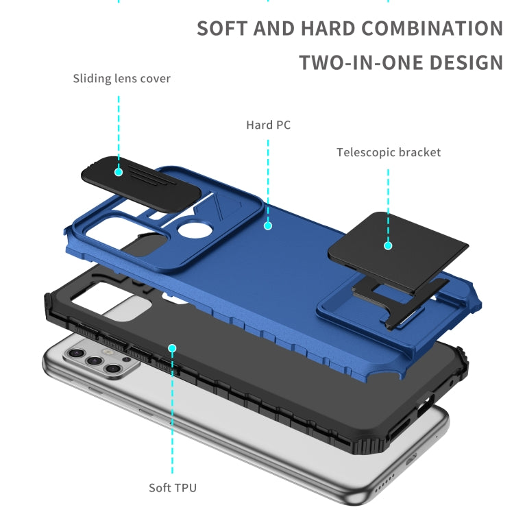 For Motorola Moto G30 / G10 Stereoscopic Holder Sliding Camshield Phone Case