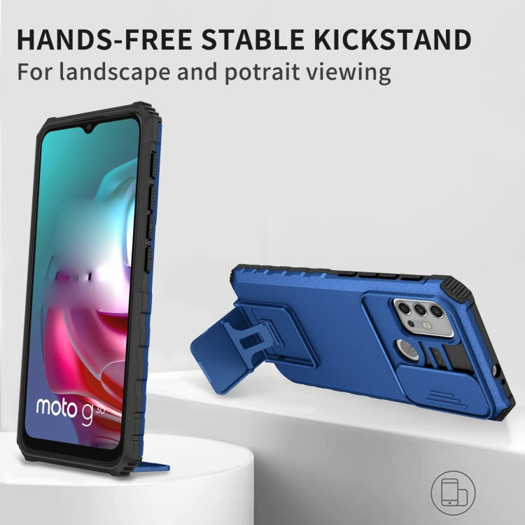 For Motorola Moto G30 / G10 Stereoscopic Holder Sliding Camshield Phone Case