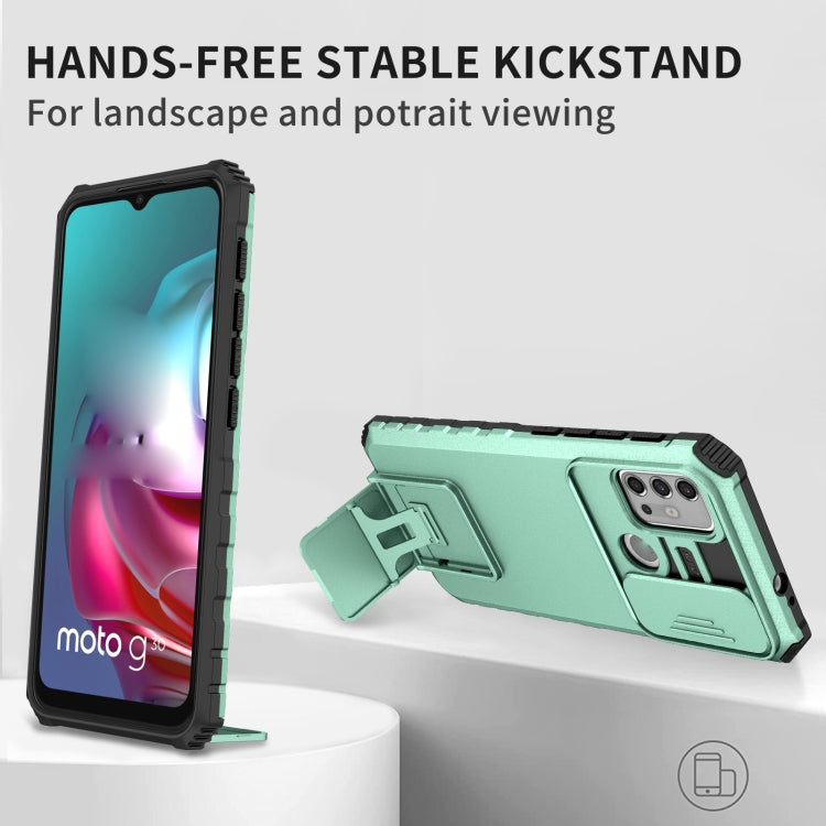 For Motorola Moto G30 / G10 Stereoscopic Holder Sliding Camshield Phone Case