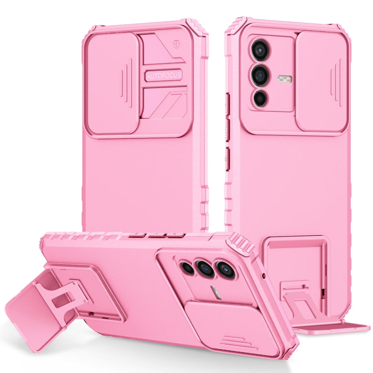 For vivo V23 5G Stereoscopic Holder Sliding Camshield Phone Case