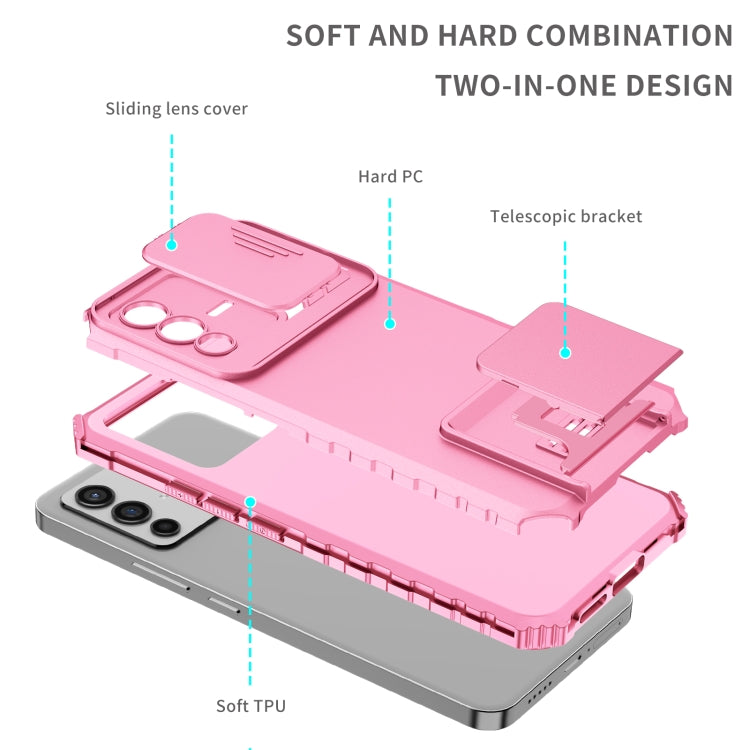 For vivo V23 5G Stereoscopic Holder Sliding Camshield Phone Case