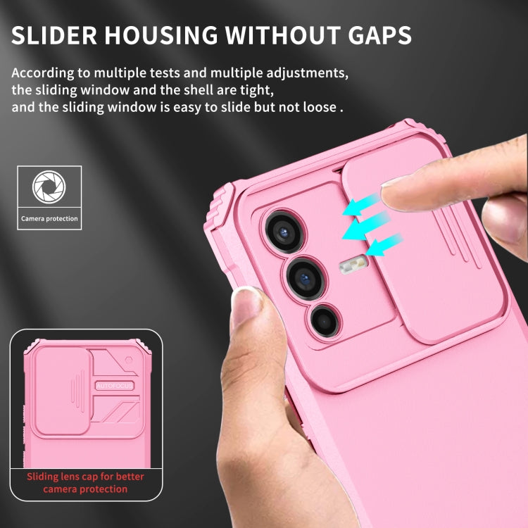 For vivo V23 5G Stereoscopic Holder Sliding Camshield Phone Case