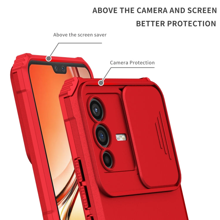 For vivo V23 5G Stereoscopic Holder Sliding Camshield Phone Case