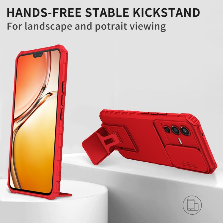 For vivo V23 5G Stereoscopic Holder Sliding Camshield Phone Case