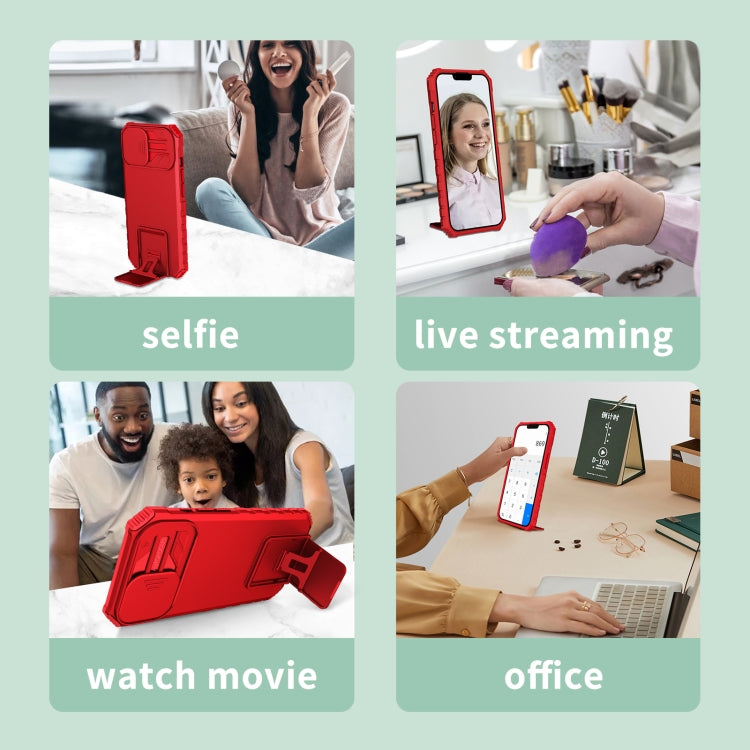 For vivo V23 5G Stereoscopic Holder Sliding Camshield Phone Case