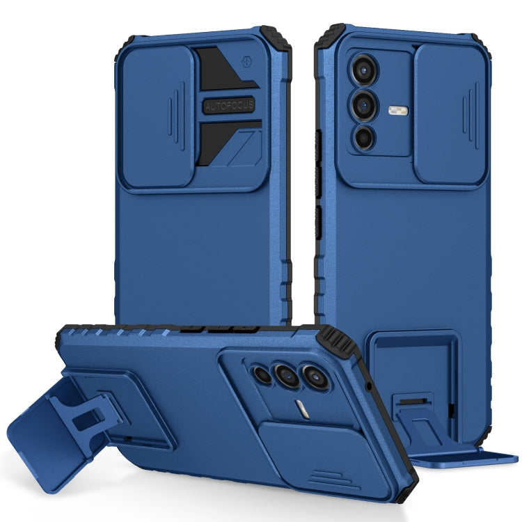 For vivo V23 5G Stereoscopic Holder Sliding Camshield Phone Case