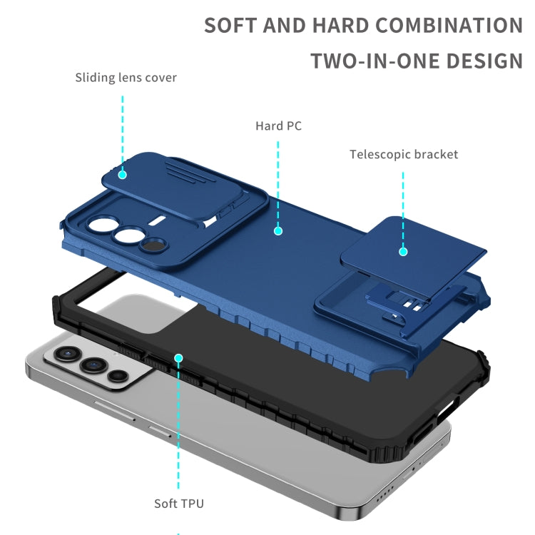 For vivo V23 5G Stereoscopic Holder Sliding Camshield Phone Case