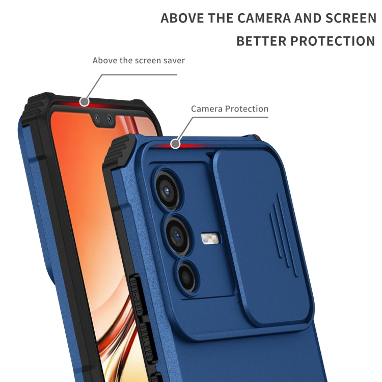For vivo V23 5G Stereoscopic Holder Sliding Camshield Phone Case