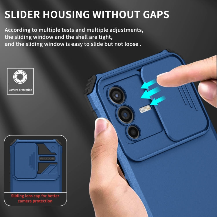 For vivo V23 5G Stereoscopic Holder Sliding Camshield Phone Case