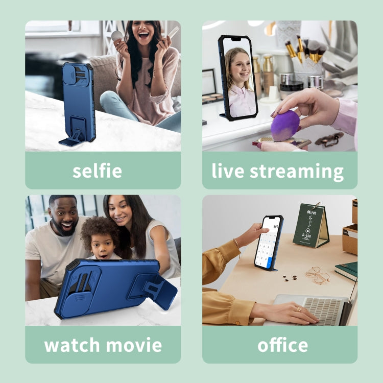 For vivo V23 5G Stereoscopic Holder Sliding Camshield Phone Case