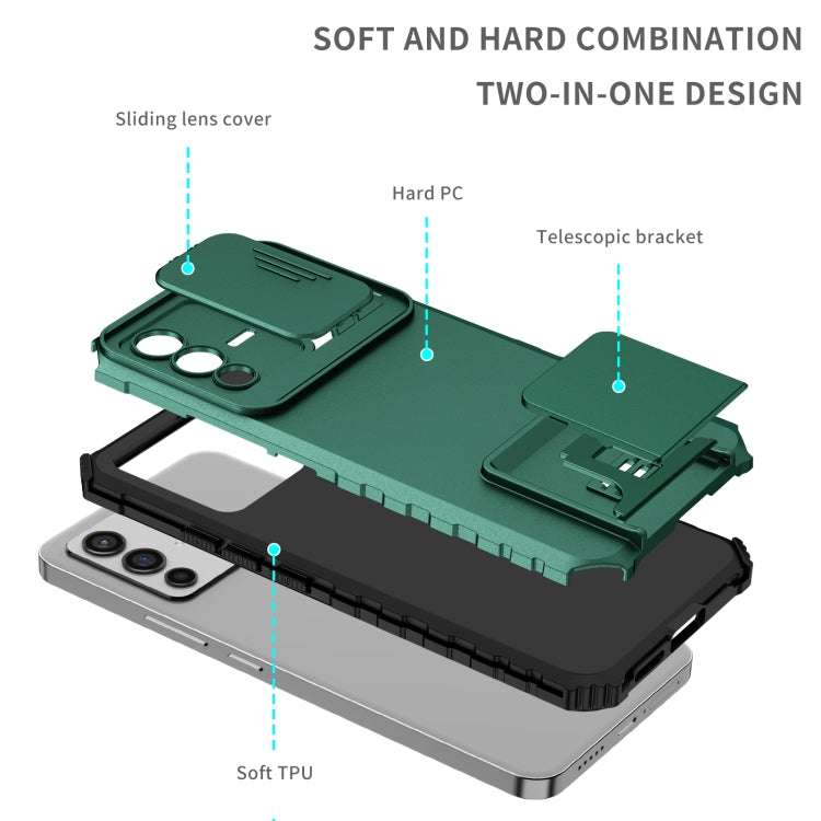 For vivo V23 5G Stereoscopic Holder Sliding Camshield Phone Case