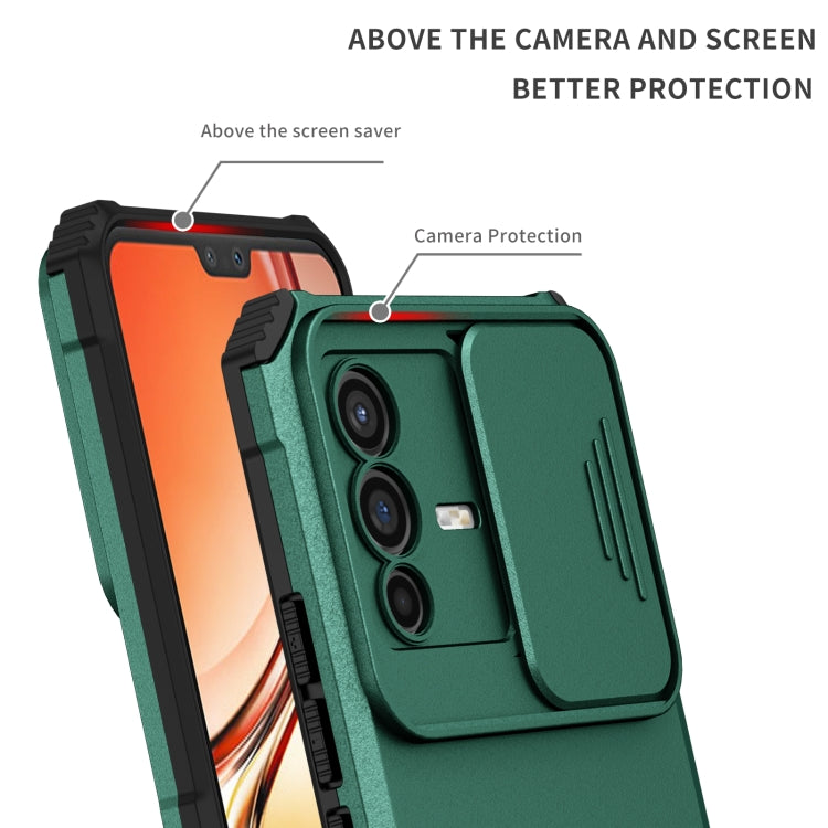 For vivo V23 5G Stereoscopic Holder Sliding Camshield Phone Case