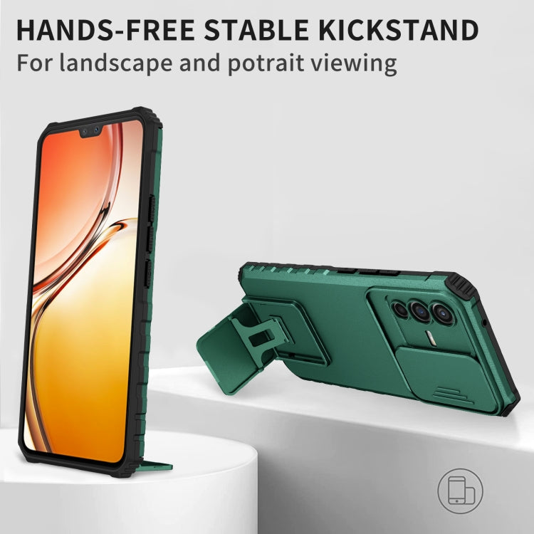For vivo V23 5G Stereoscopic Holder Sliding Camshield Phone Case