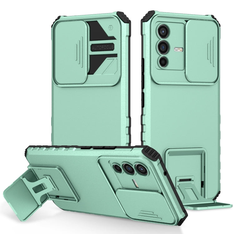 For vivo V23 5G Stereoscopic Holder Sliding Camshield Phone Case