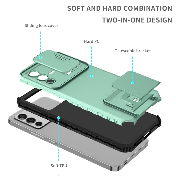 For vivo V23 5G Stereoscopic Holder Sliding Camshield Phone Case