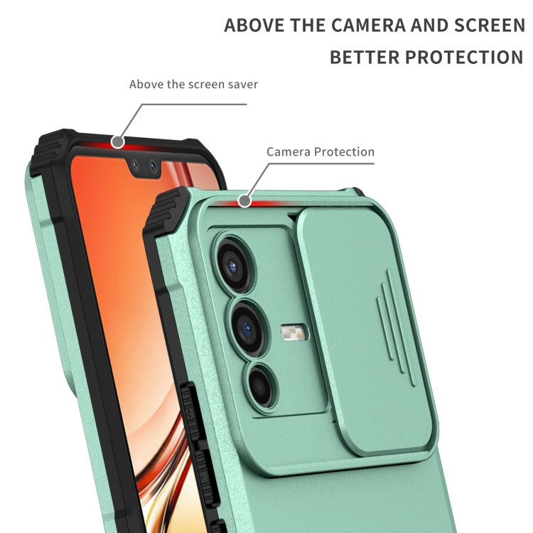 For vivo V23 5G Stereoscopic Holder Sliding Camshield Phone Case