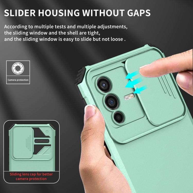 For vivo V23 5G Stereoscopic Holder Sliding Camshield Phone Case
