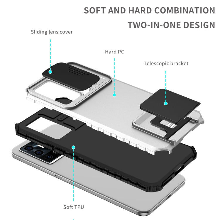 For vivo V23e / S10e 5G Stereoscopic Holder Sliding Camshield Phone Case